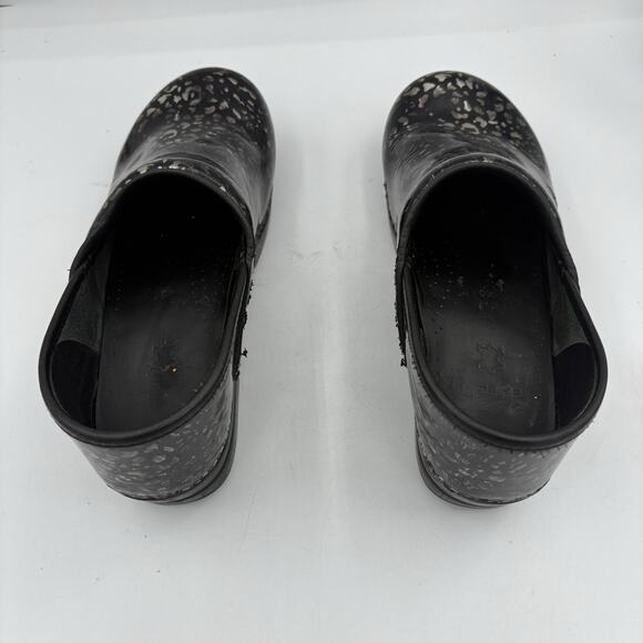Dansko Clogs Womens US 9.5 EU 40 Black Leather Medical Nurse‎ Black Silver Spots - Picture 5 of 12